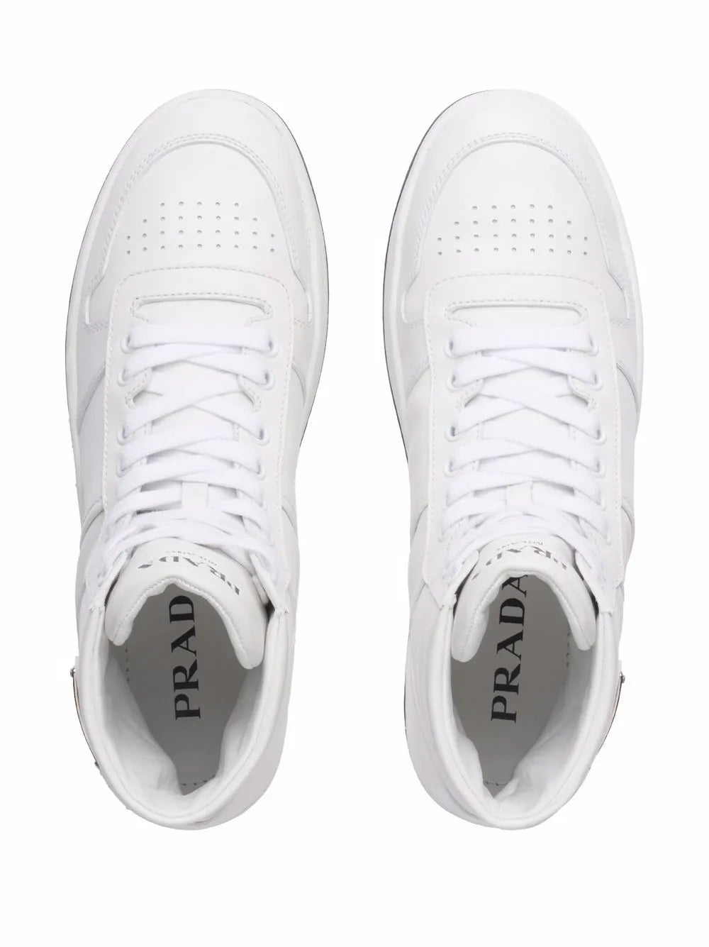 Prada Perforated Triangle-Logo High-Top