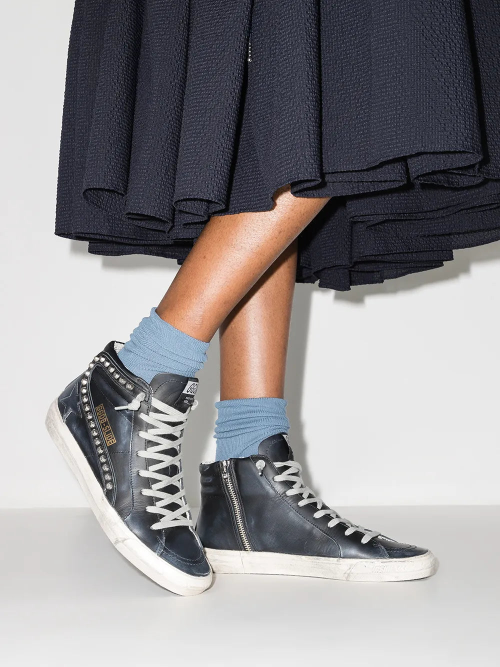 Golden Goose Slide Distressed Studded
