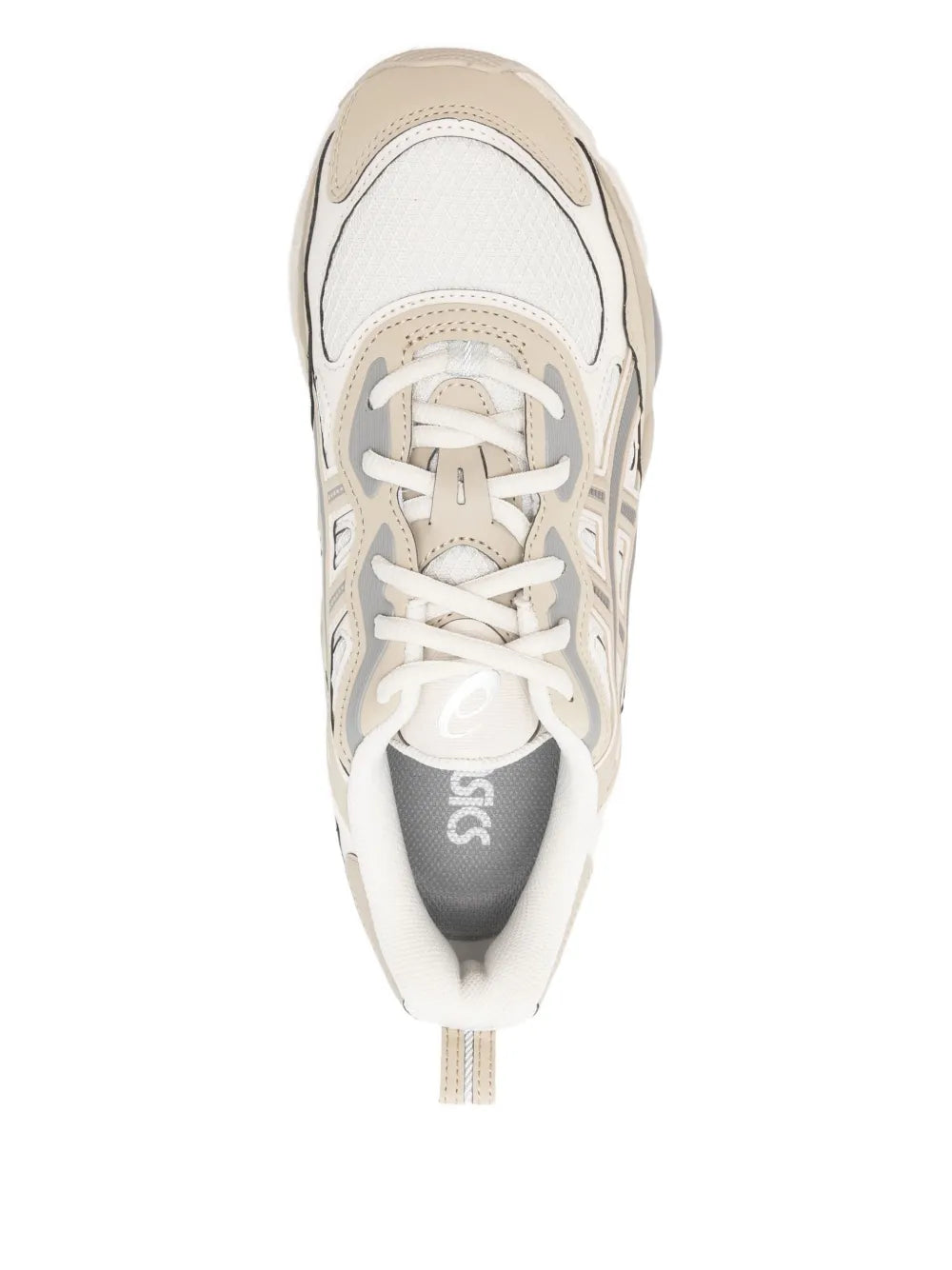 ASICS panelled sneakers, front view, white upper with beige trims, lace-up