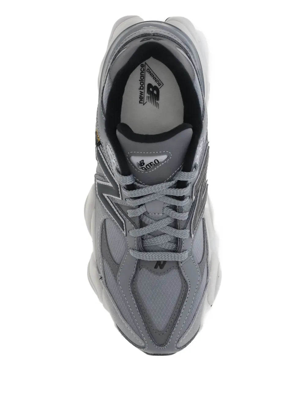 Grey lace-up sneaker with padded collar and black-lined interior