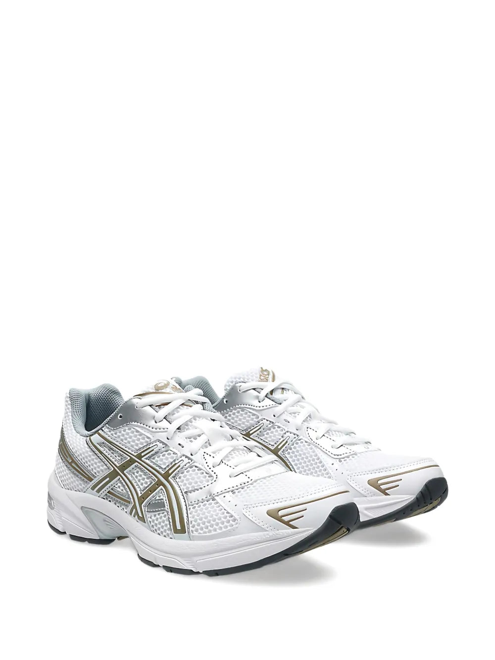 ASICS Gel-1130 white lace-up running shoes with textured mesh, gold logo on side