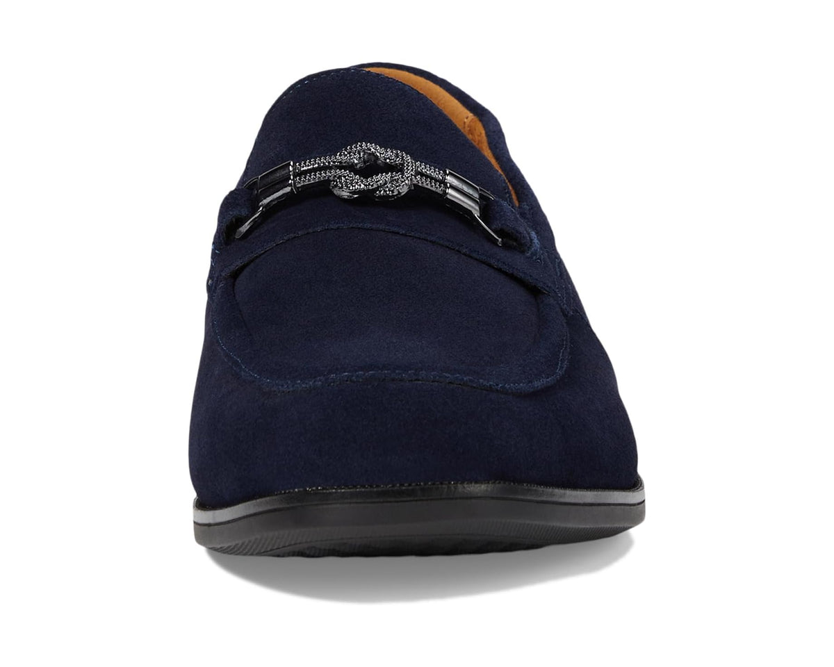 Men's Stacy Adams Ravelle Moc Toe Bit Slip-On Navy Suede