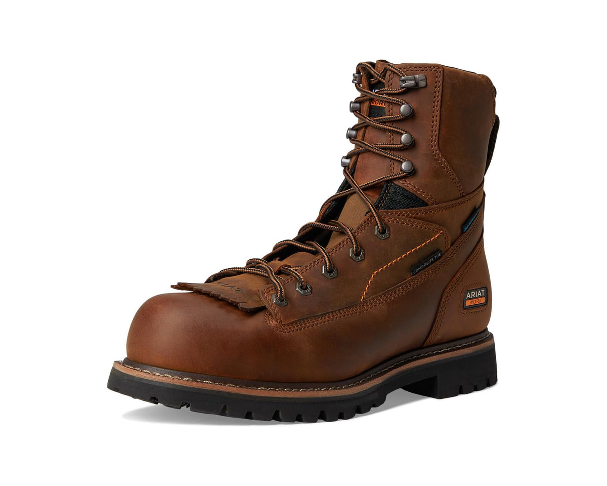 Men's Ariat Longview Shock Shield 8 Waterproof Composite Toe Work Boots Copper Brown
