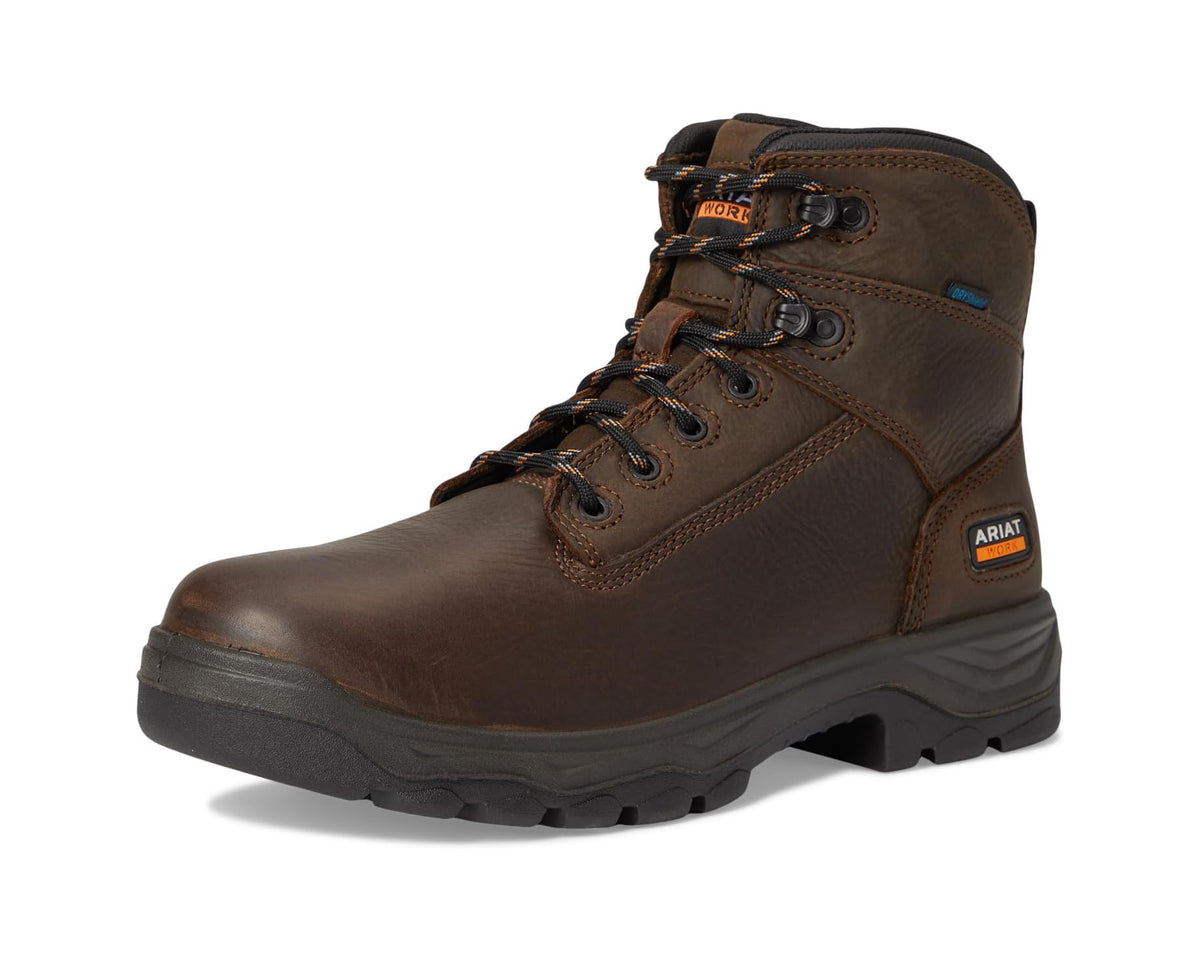 Men's Ariat Turbo Duratread 6 Waterproof Work Boots Dark Brown