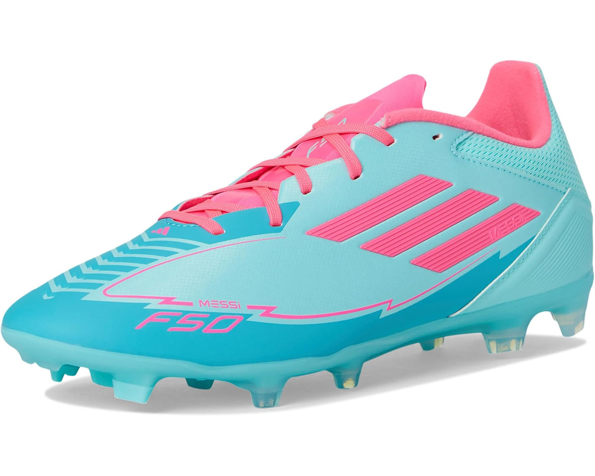 Unisex adidas F50 League Messi Firm Ground/Multi Ground Soccer Cleats Flash Aqua/Lucid Pink/Lucid Cyan