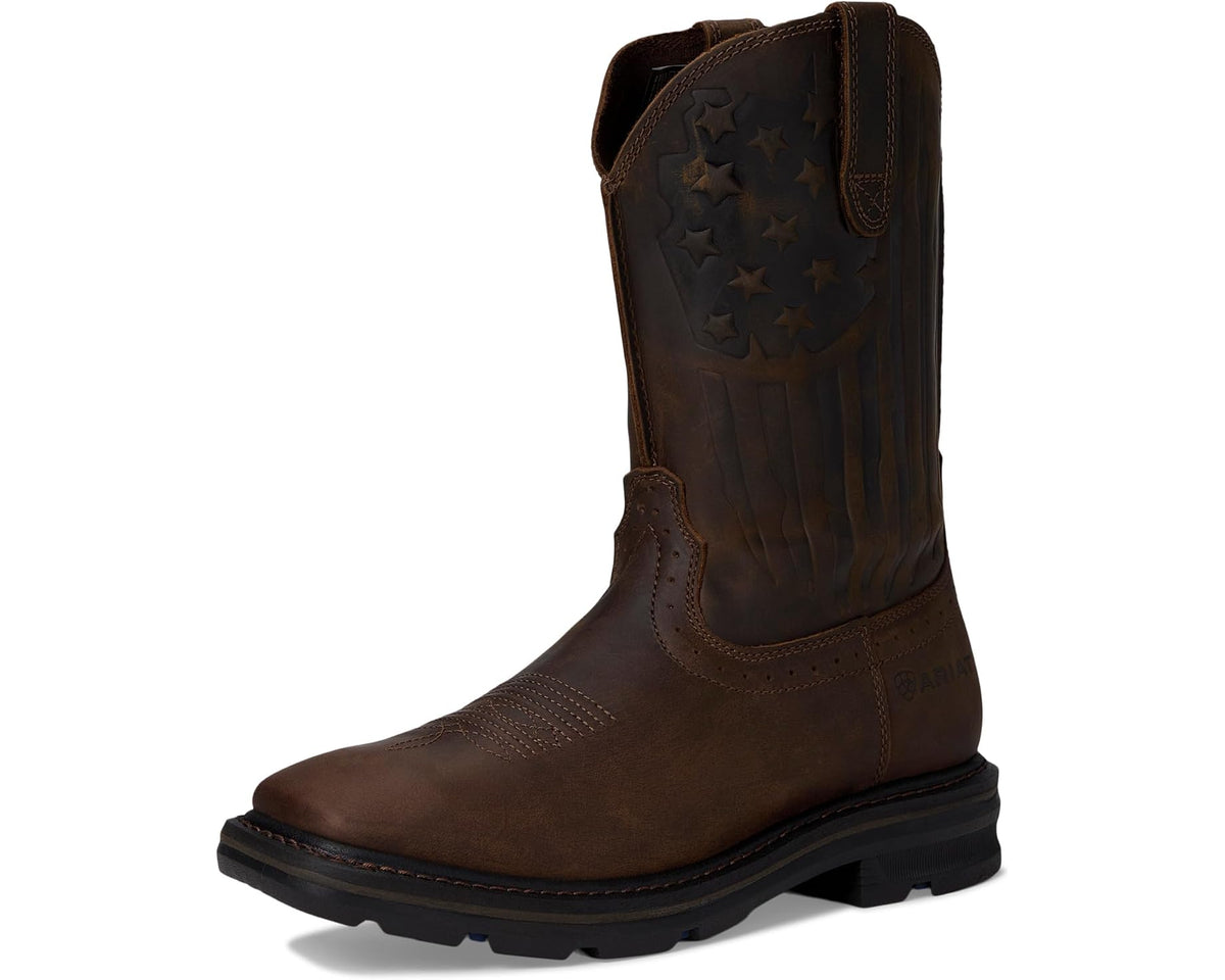 Men's Ariat Sierra Shock Shield Patriot Work Boots Distressed Brown