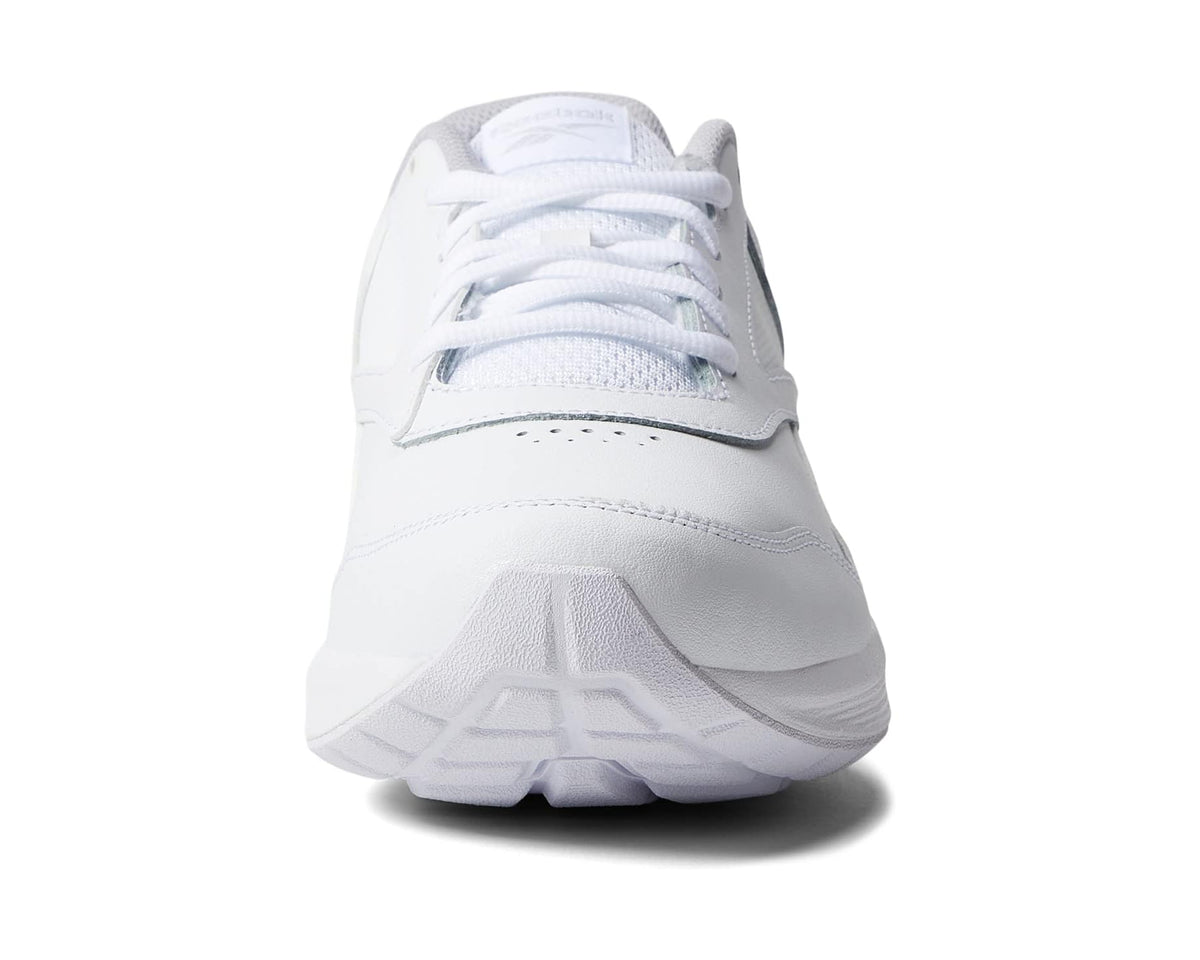 Men's Reebok Walk Ultra 7 front view, white upper with gray overlays and white laces