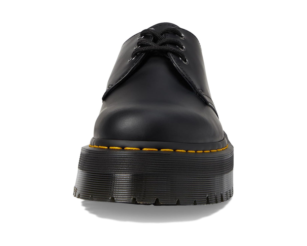 Unisex Dr. Martens 1461 Quad Smooth Leather Platform Shoes Black Polished Smooth