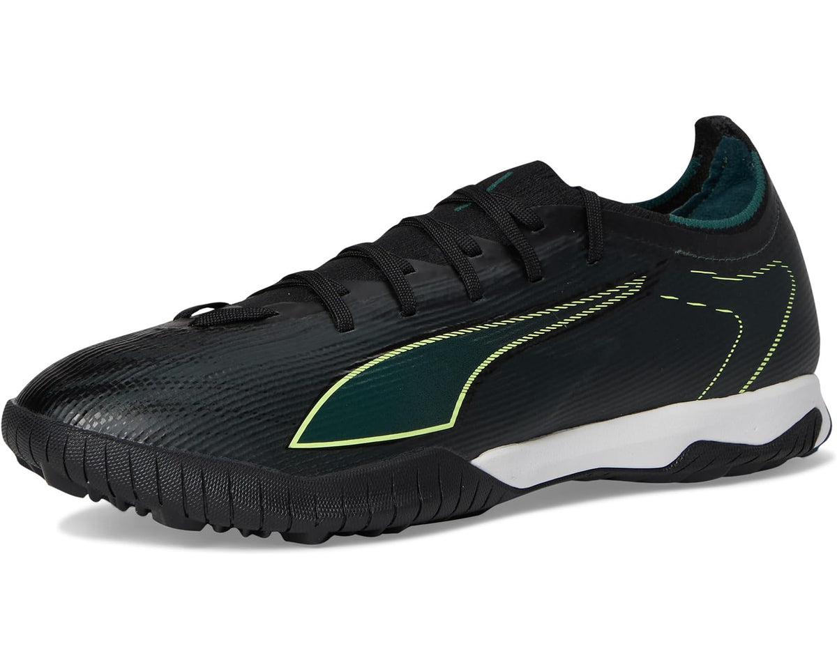 Men's PUMA Ultra 6 Match Turf Trainer Soccer Cleats Black/Fizzy Light/Green Terrain