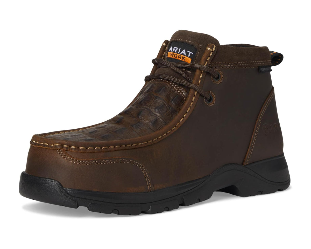 Men's Ariat Edge LTE Moc Composite Toe Work Boots Brown/Brown Croco Print