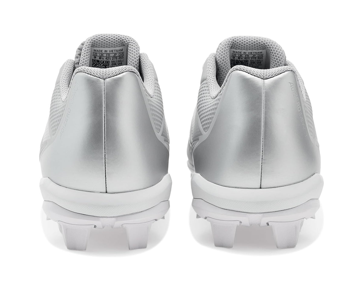 Men's adidas adiZero Impact 2.0 Molded Baseball Cleats Team Light Grey/Silver Metallic/White