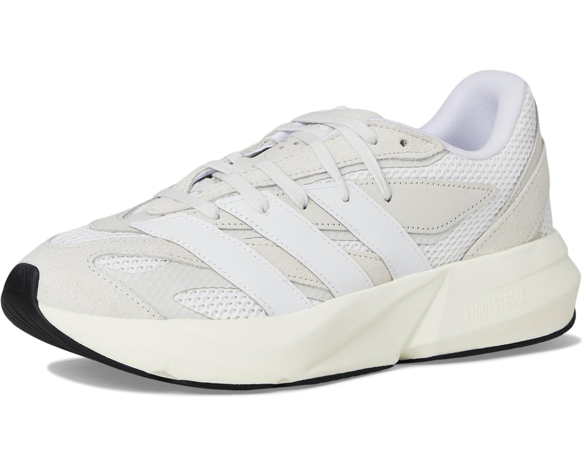 Men's adidas Lightblaze front view sneakers, white mesh upper with 3-Stripes
