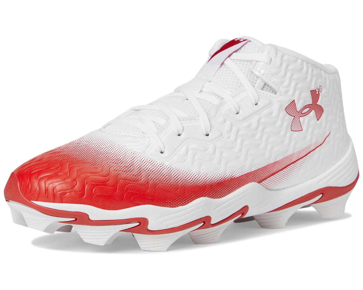 Men's Under Armour Spotlight Hammer RM Football Cleats White/Red/Red