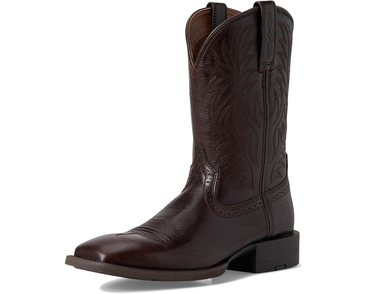 Men's Ariat Sport Wide Square Toe Cowboy Boots Burnished Chocolate