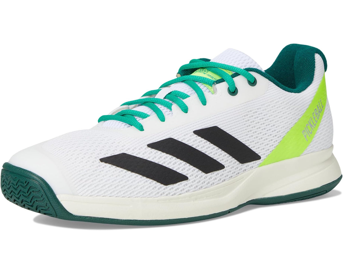 Men's adidas Courtflash Tennis Shoes White/Black/Collegiate Green