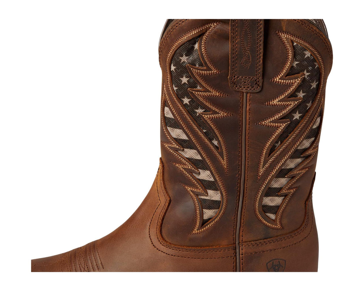 Men's Ariat Hybrid VentTEK Distressed Brown/American Flag