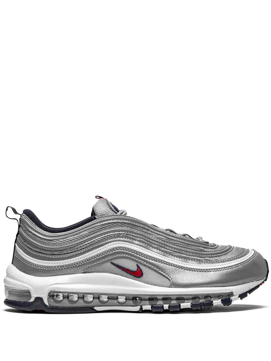 Nike Air Max 97 OG SP/PRD sneaker in silver gray with red Swoosh and air sole
