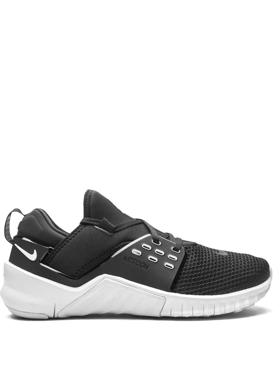 Nike Free Metcon 2 training shoe, black mesh upper with hook-and-loop strap, white sole