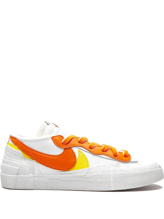 Nike x Sacai Blazer Low low-top sneakers, white leather with orange swoosh and laces