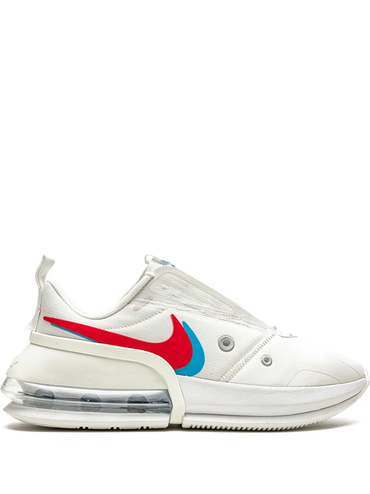 White Nike Air Max Up sneakers with red-and-blue swoosh and clear air sole