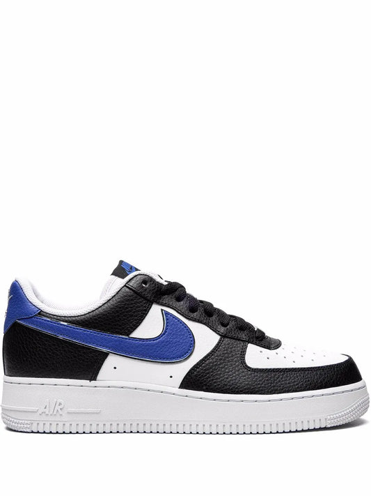 Nike Air Force 1 '07 LV8 low-top sneakers in black, blue Swoosh, white midsole