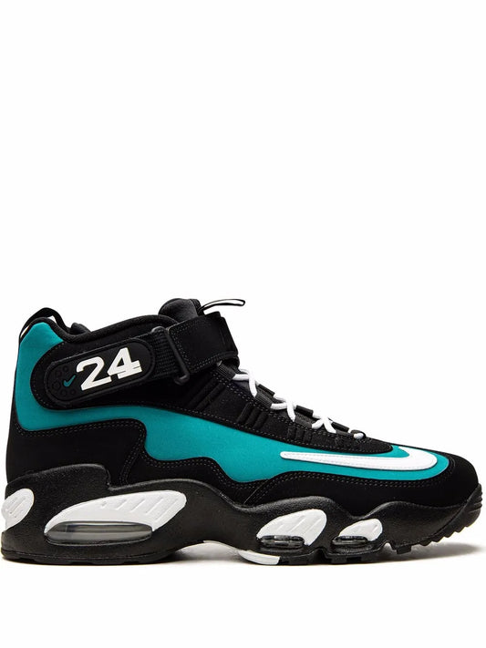 Nike Air Griffey Max 1 high-top sneaker in black with teal accents and strap 24