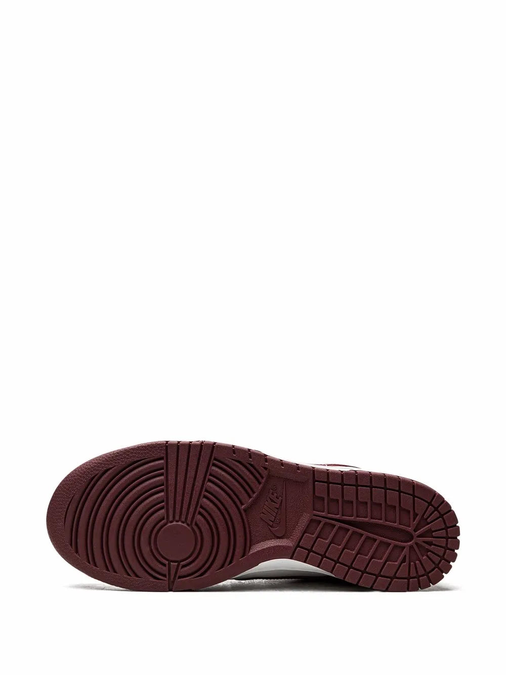 Burgundy rubber outsole for low-top sneaker with circular traction pattern