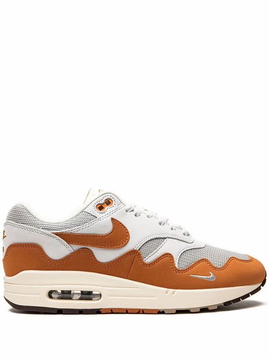 Nike x Patta Air Max 1 sneaker, white upper with tan and brown overlays