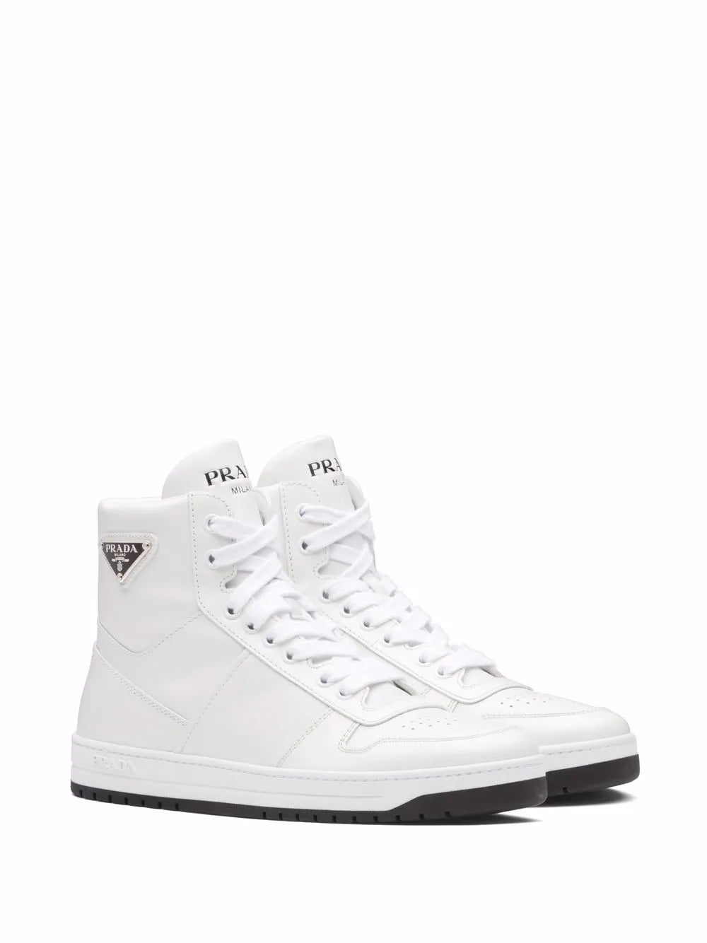 Prada Perforated Triangle-Logo High-Top