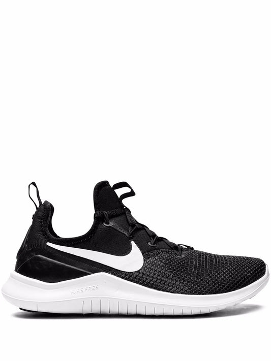 Black Nike Free Tr 8 training shoe with white swoosh and mesh upper