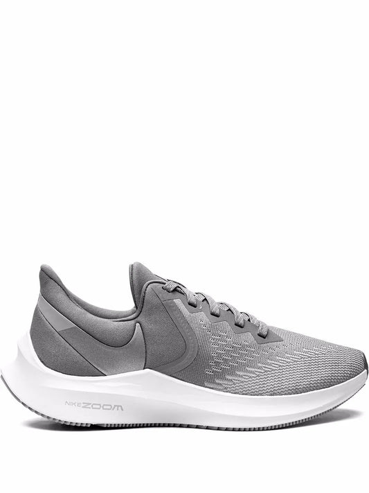 Nike Zoom Winflo 6 low-top running shoes, gray knit upper with dark swoosh