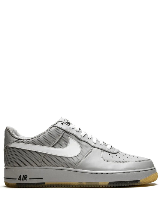 Nike Air Force 1 Low Premium low-top sneakers, gray mesh upper, white swoosh, gum sole