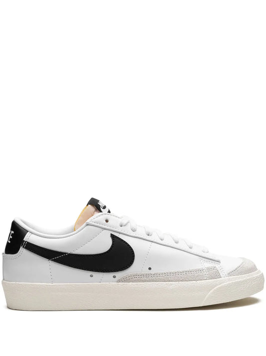 Nike Blazer Low sneakers, white leather with black swoosh, lace-up with black heel tab