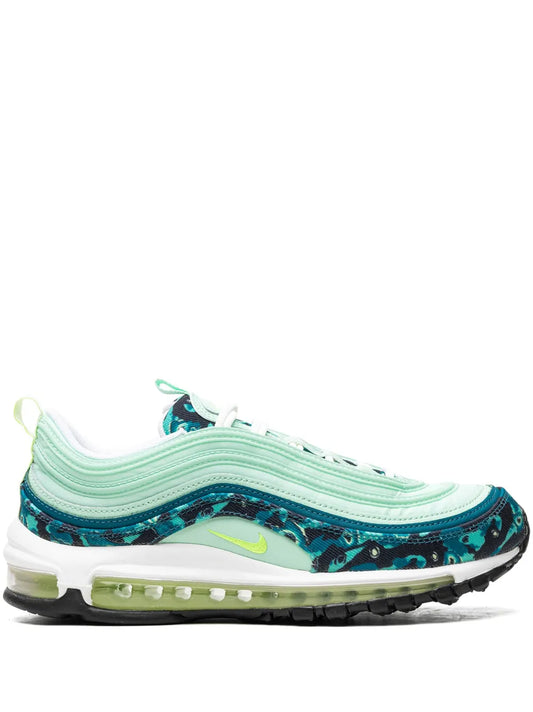 Nike Air Max 97 lace-up sneaker, mint and teal with neon-green accents