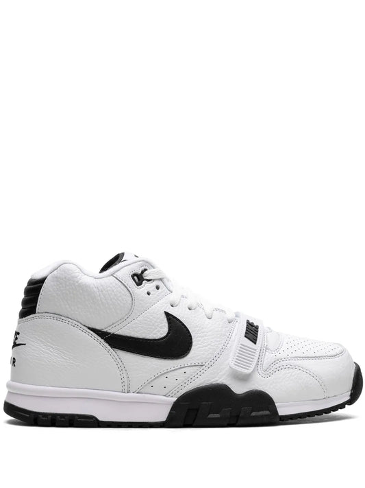 Nike Air Trainer 1 sneaker in white leather with black Swoosh and lace-up