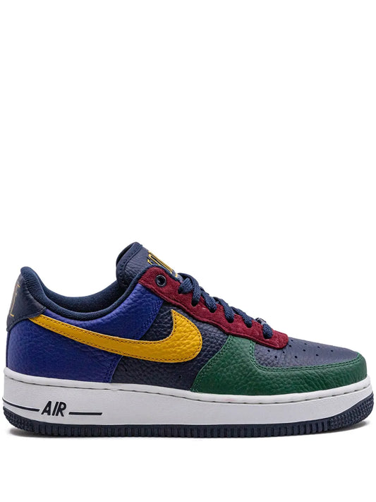 Nike Air Force 1 Low '07 Lx low-top sneaker, blue upper with yellow swoosh and red laces