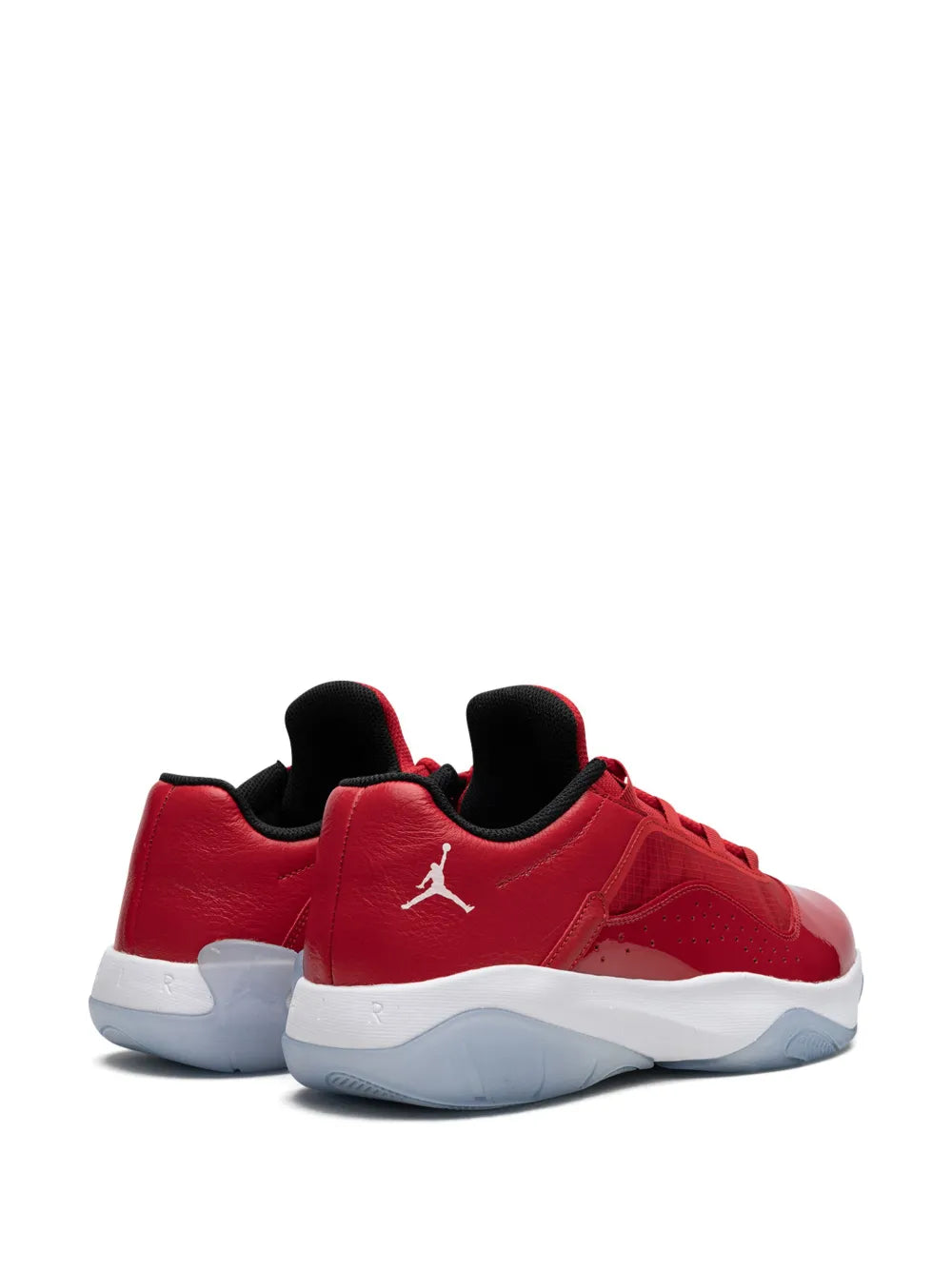 Jordan low-top sneakers in red with black heel lining and white midsole