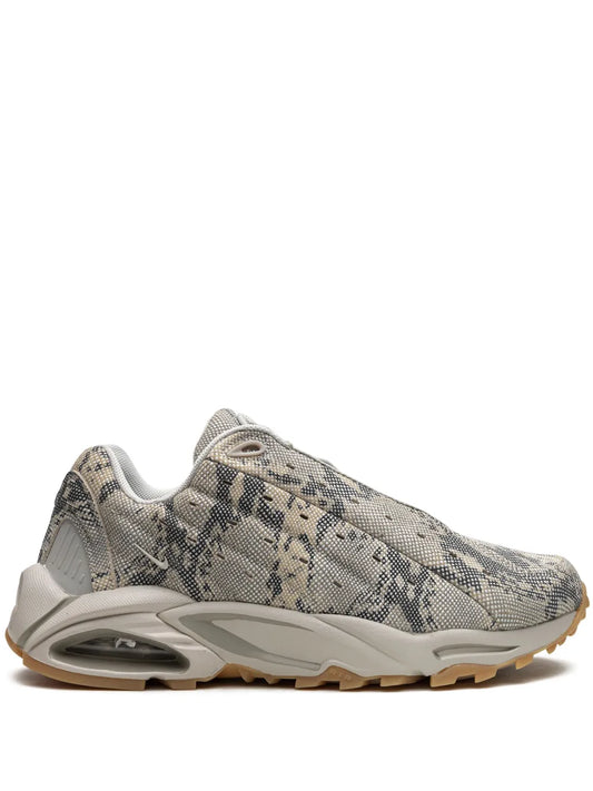 Grey patterned lace-up sneaker with chunky sculpted sole and visible air window