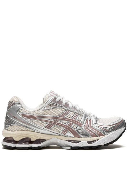 ASICS Gel Kayano 14 beige and silver lace-up running shoes with GEL cushioning