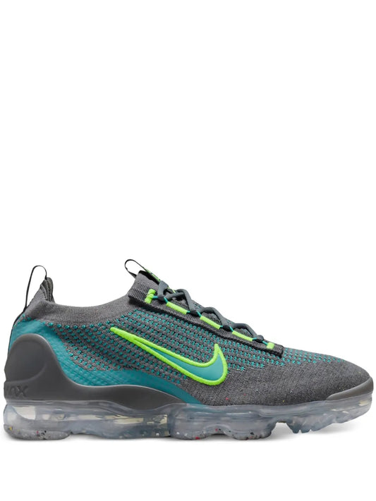 Nike Air Vapormax 2021 FK sneaker in grey knit with teal and neon green accents