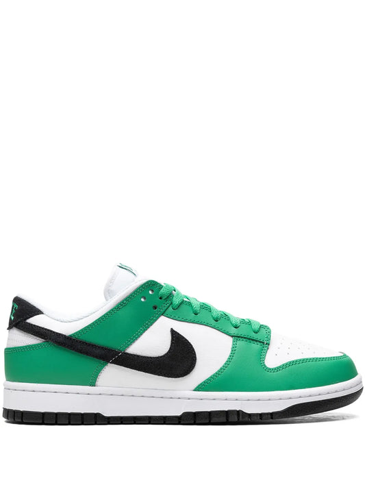 Low-top sneaker, white and green leather with black Swoosh and black stripe