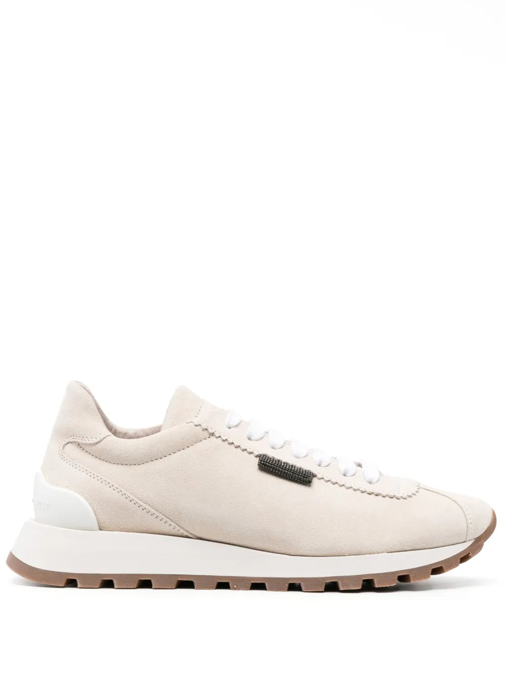 Brunello Cucinelli Monili-Chain Suede Low-Top