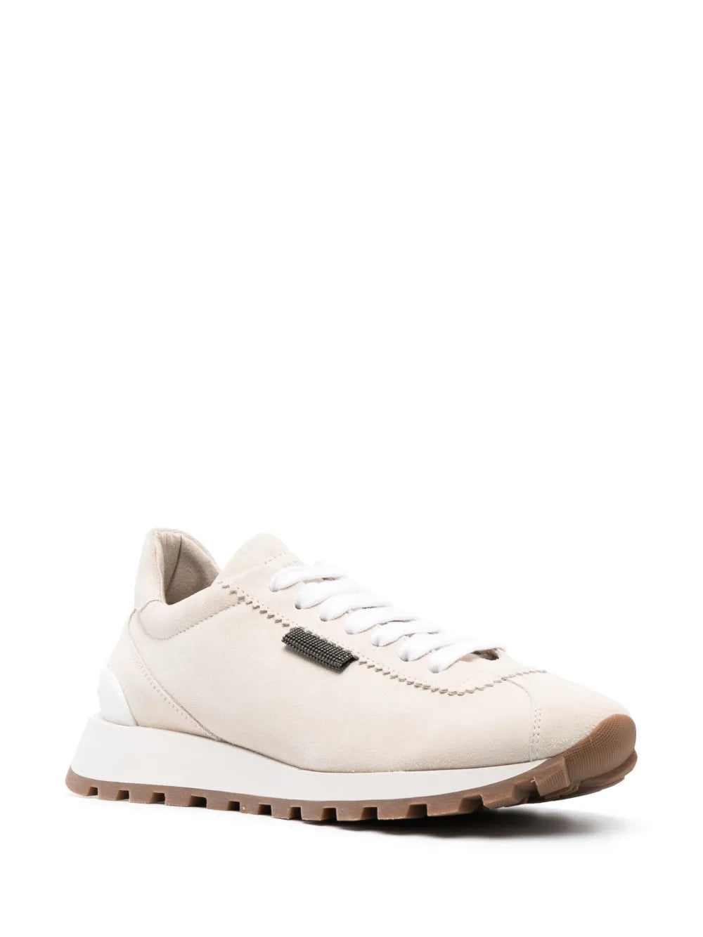 Brunello Cucinelli Monili-Chain Suede Low-Top