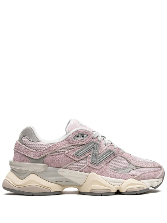 New Balance 9060 sneaker in pale rose, gray mesh with chunky cream sole
