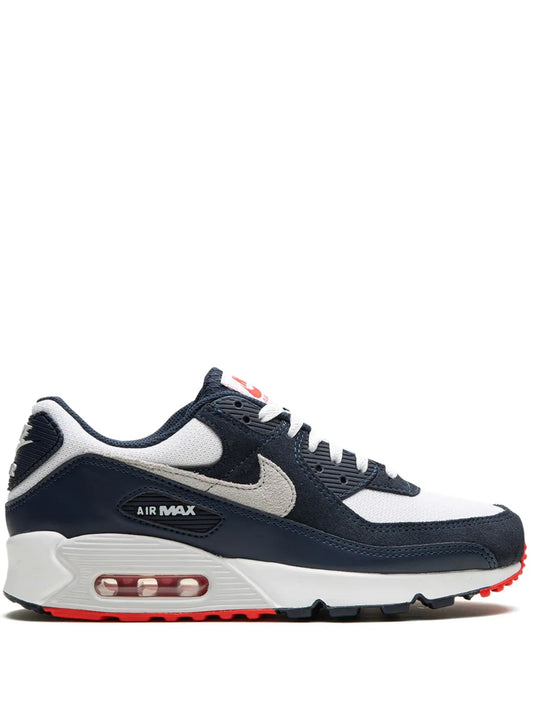 Nike Air Max 90 sneakers in navy and white with red air unit