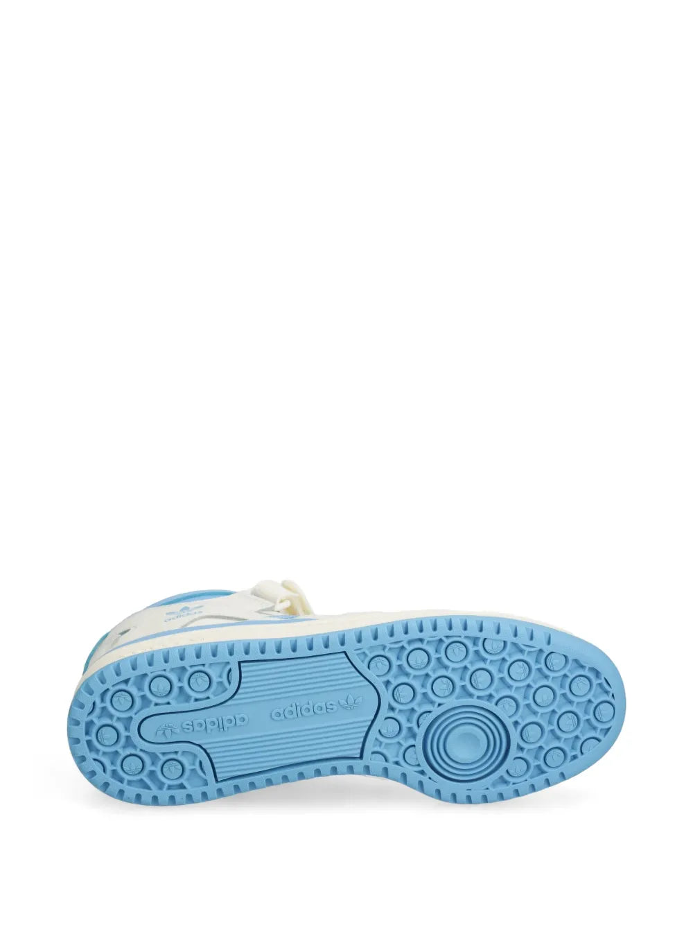 adidas high-top sneaker outsole with light blue rubber tread and circular traction