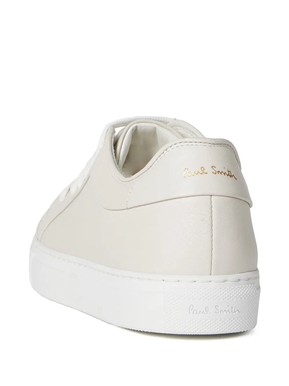 White low-top sneakers with Paul Smith logo on heel and side