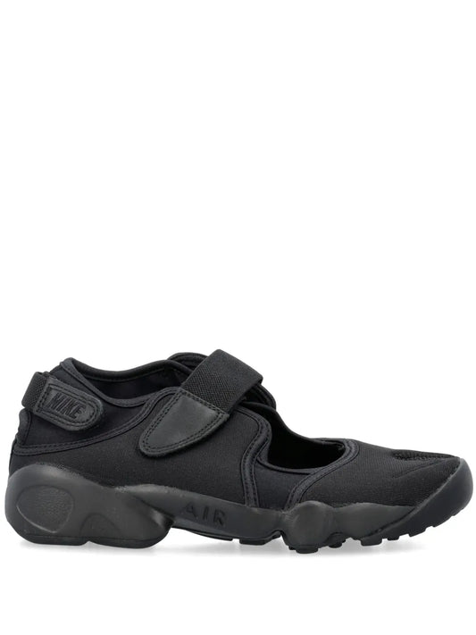 Black Nike mesh sneakers with Swoosh and hook-and-loop straps
