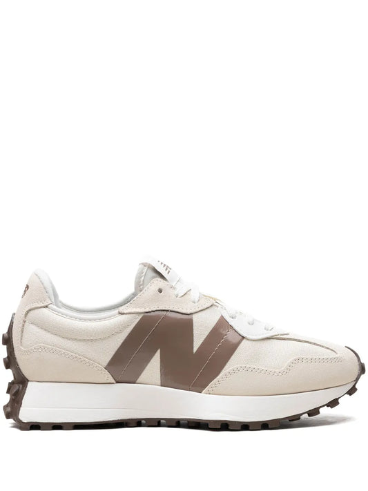 New Balance 327 sneaker in light brown and cream, lace-up with foam midsole
