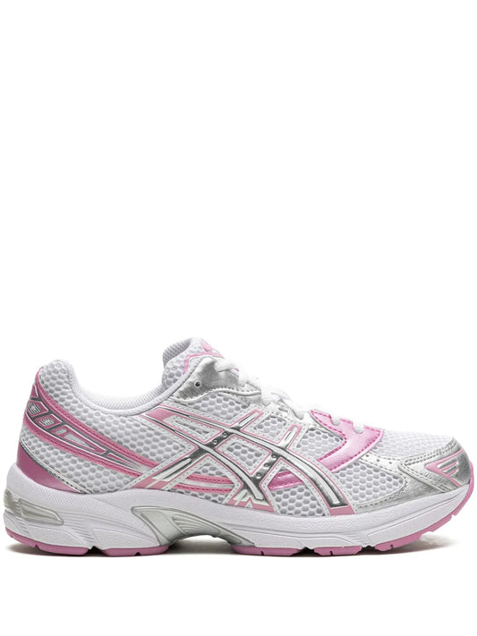 ASICS Gel-1130 low-top running shoe, white with pink accents and mesh upper